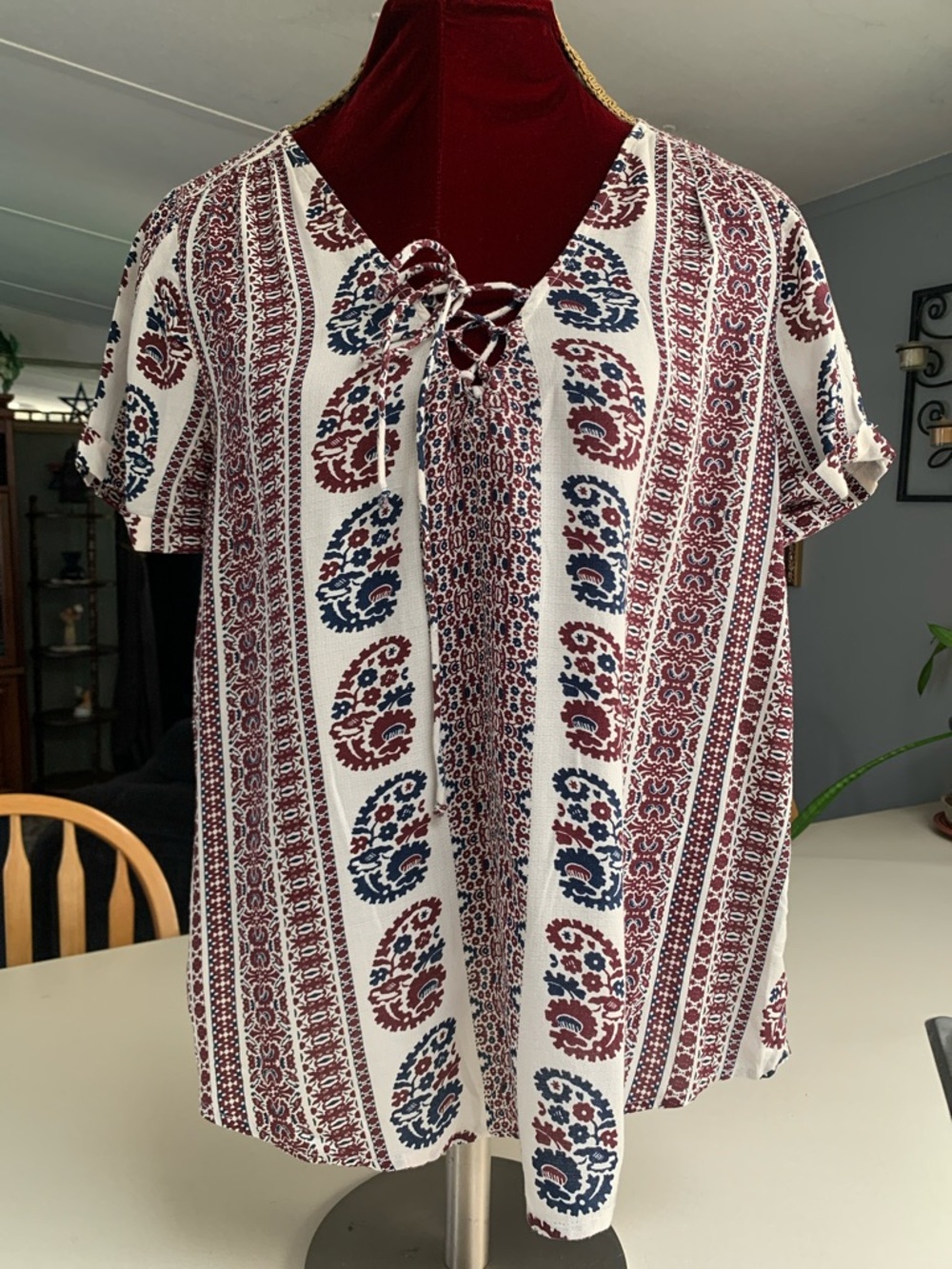 Lucky Brand Boho Paisley Print Top NWOT